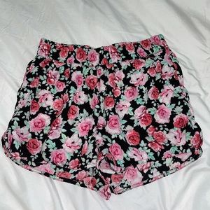 Divided Satin Floral Shorts